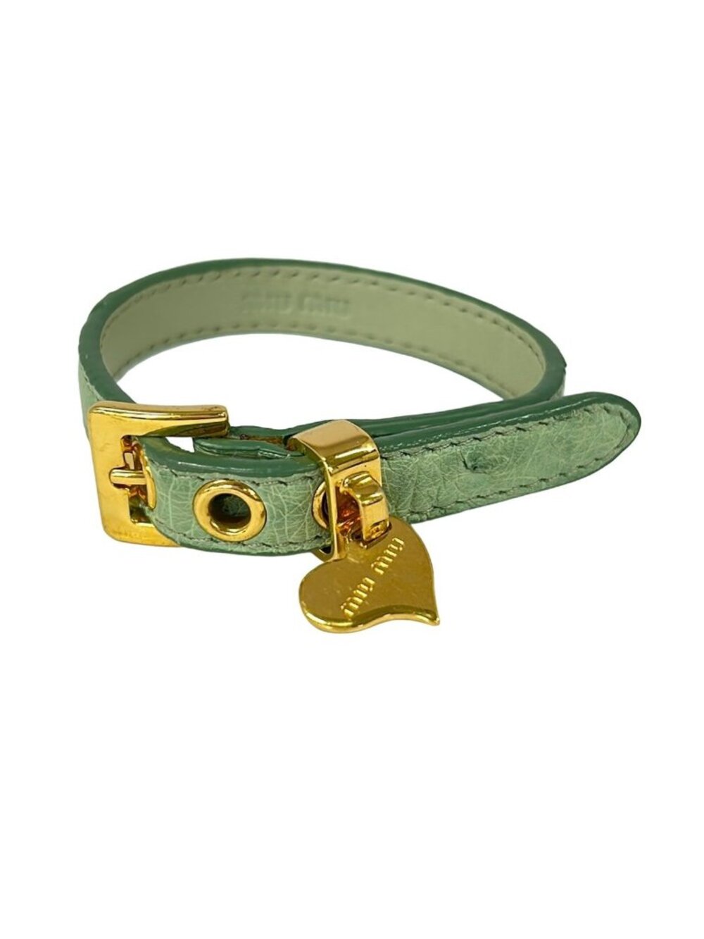 Miu Miu Bracelet Leather Light Green Gold Heart